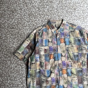 STUSSY / 80's Art Design shirt  sizeL 黒タグ