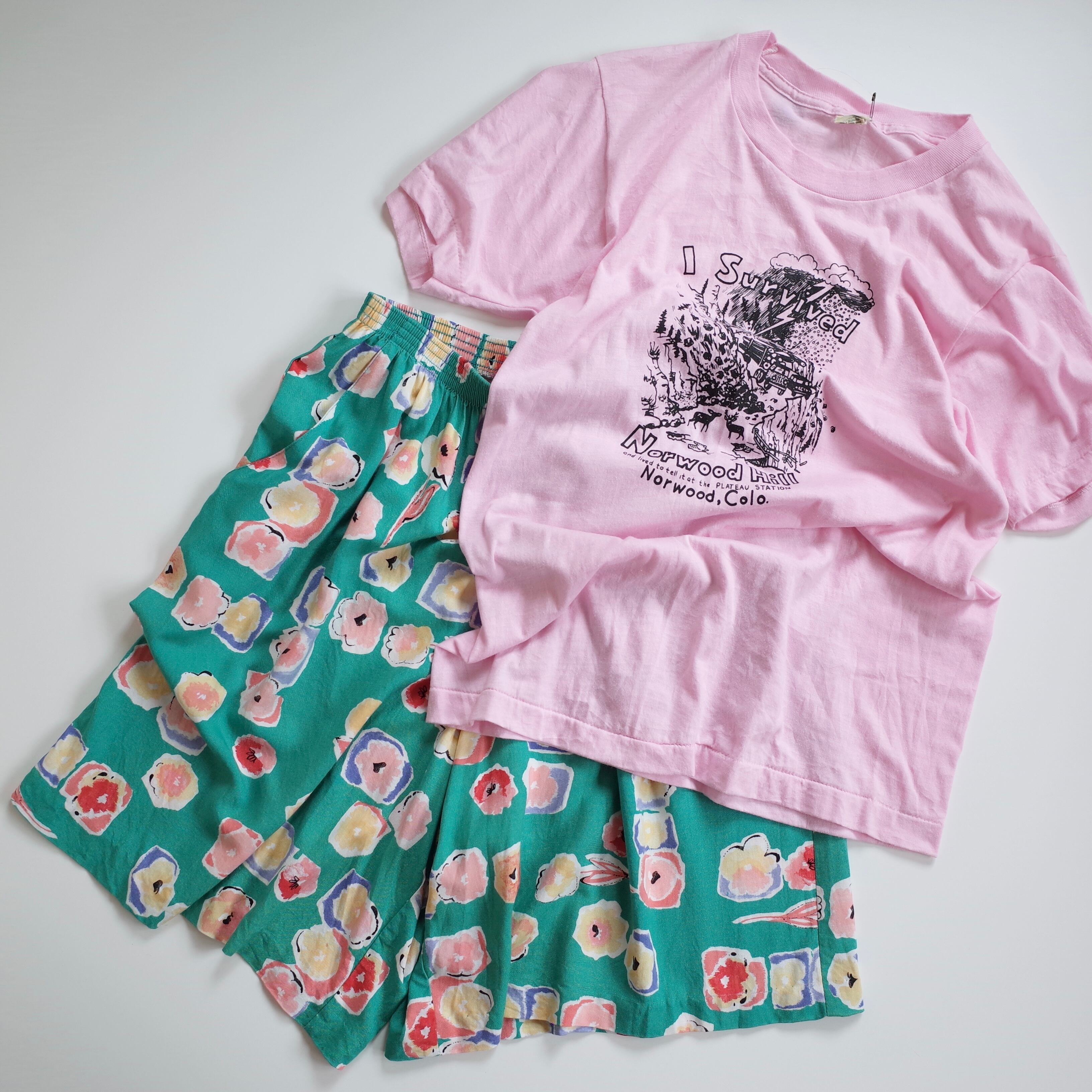 Flower print easy short pants