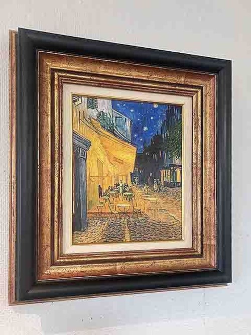 ゴッホ「夜のカフェテラス」複製画メディウム加工　大島画廊オリジナル額装
