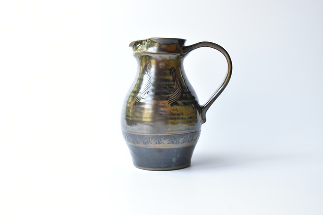 <Event Only> 小鹿田焼 / 小袋道明窯  : 7寸ピッチャー どうけ 櫛描き