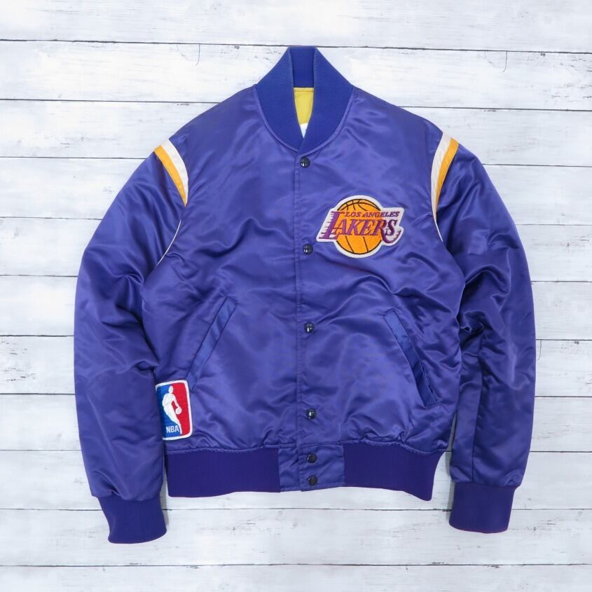 1980's～90's LAKERS レイカーズ USA製 ナイロン サテン スタジャン