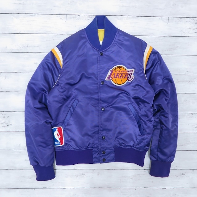 1980's～90's LAKERS レイカーズ USA製 ナイロン サテン スタジャン STARTER スターター ビンテージ メンズ Sサイズ