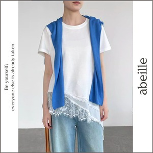 assynmetry lace hem t-shirt 14365