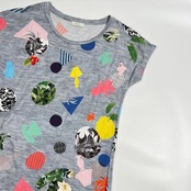 Paul Smith ポールスミス ポップ 総柄 マルチプリント 半袖 ワンピース M/グレー系 レディース