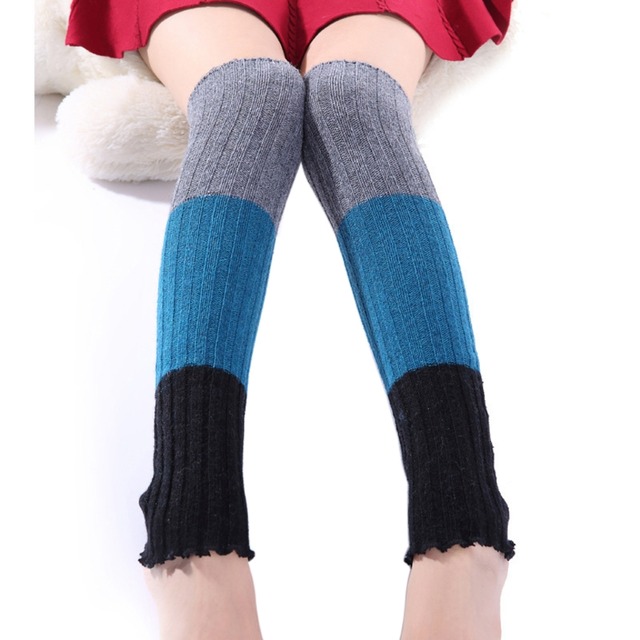 女性の冬の長いブーツニットかぎ針編み高膝レッグウォーマーレギンスストッキング
