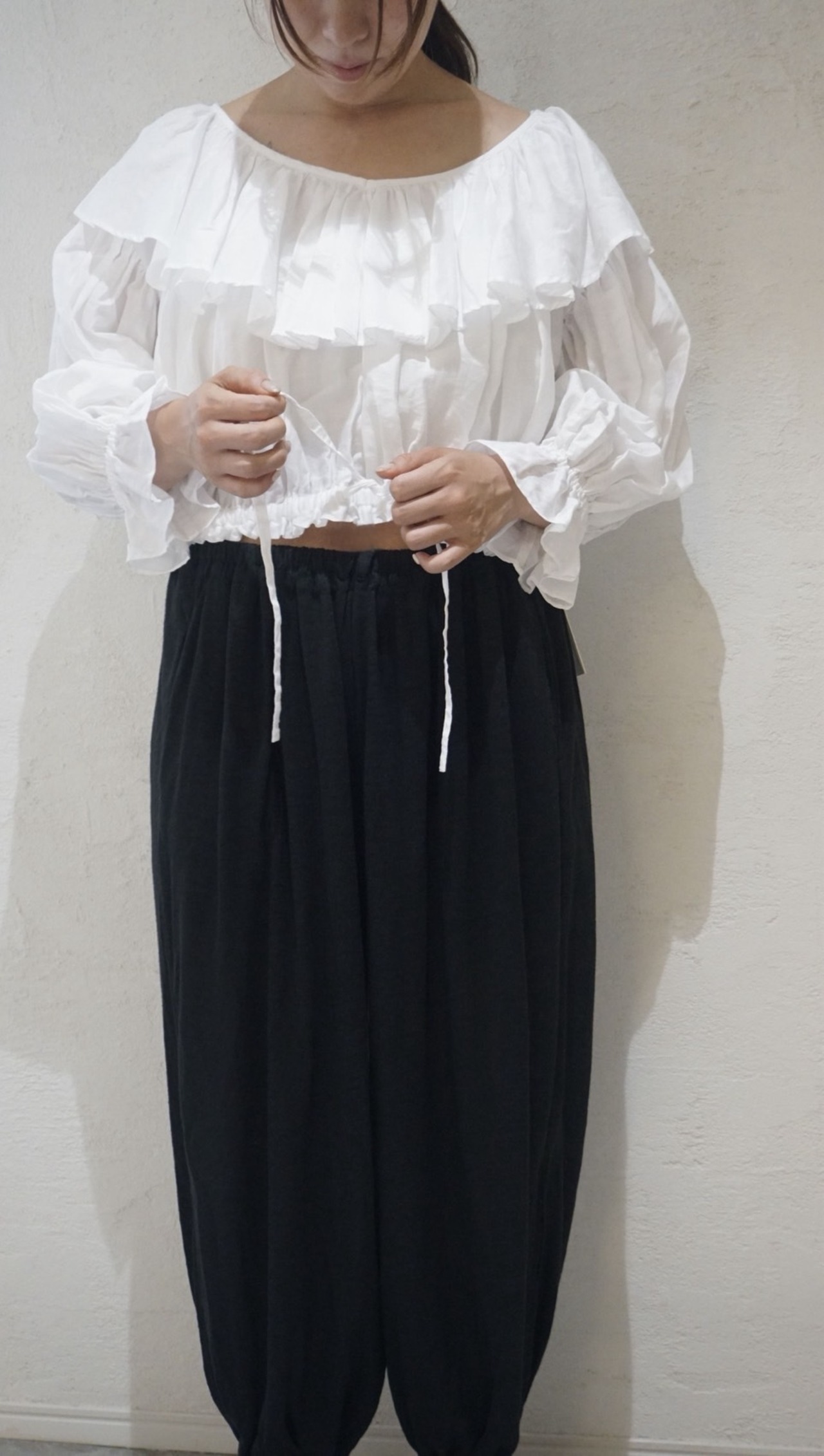 25ss　BLOUSE 141【シャーリングコットンギャザーブラウス】