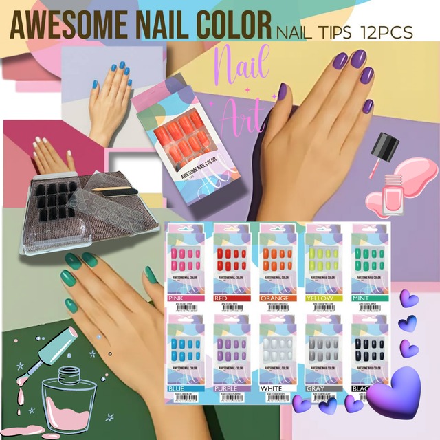 Awesome Nail color Ver. 12PCS』ネイル ネイルチップ ネイルアート