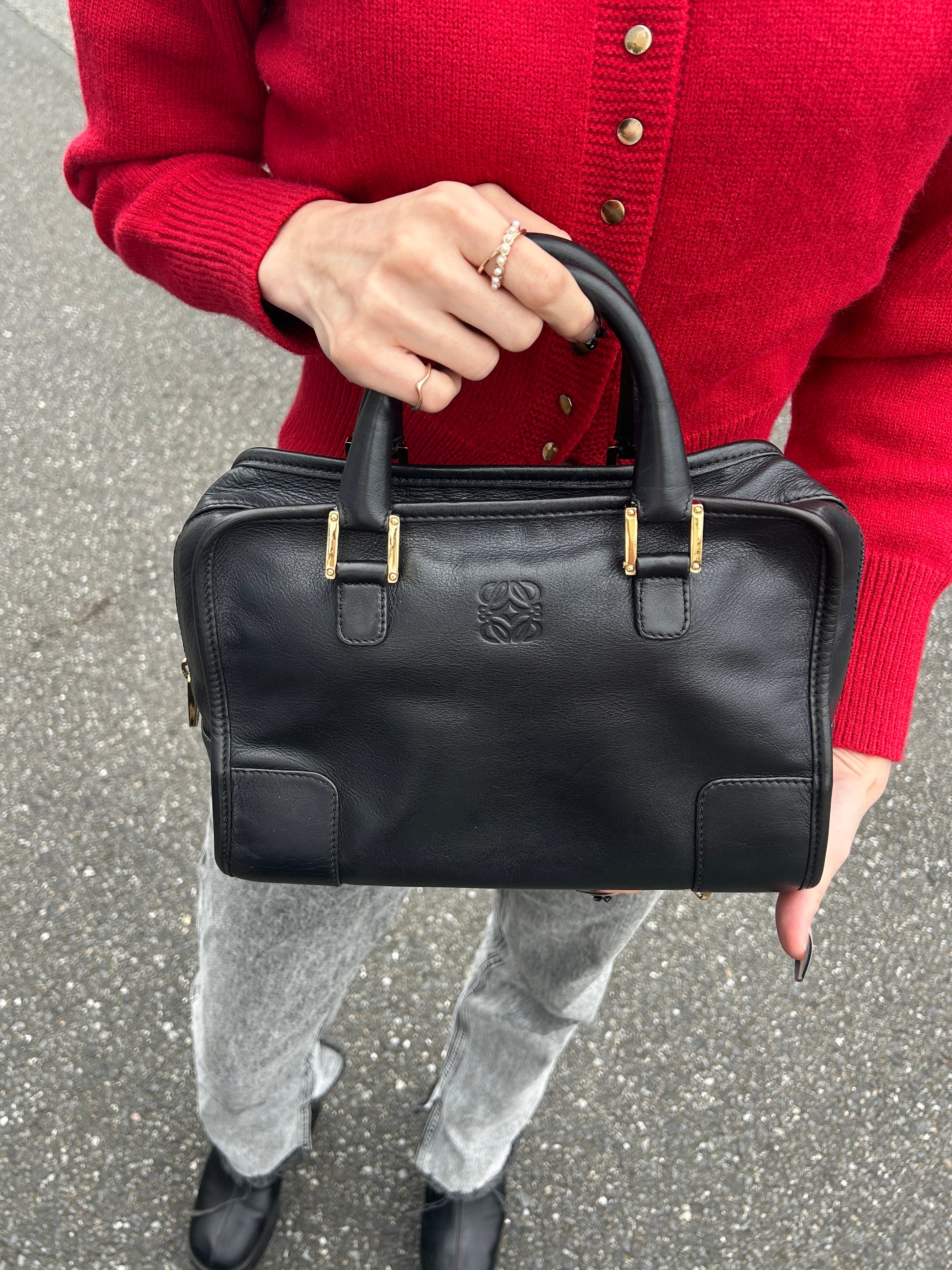 LOEWE ロエベ アマソナ ハンドバッグ ブラック アナグラム レザー ミニ