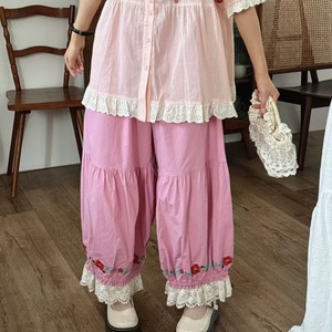 ラインフラワー刺繍レースパンツ ・11794