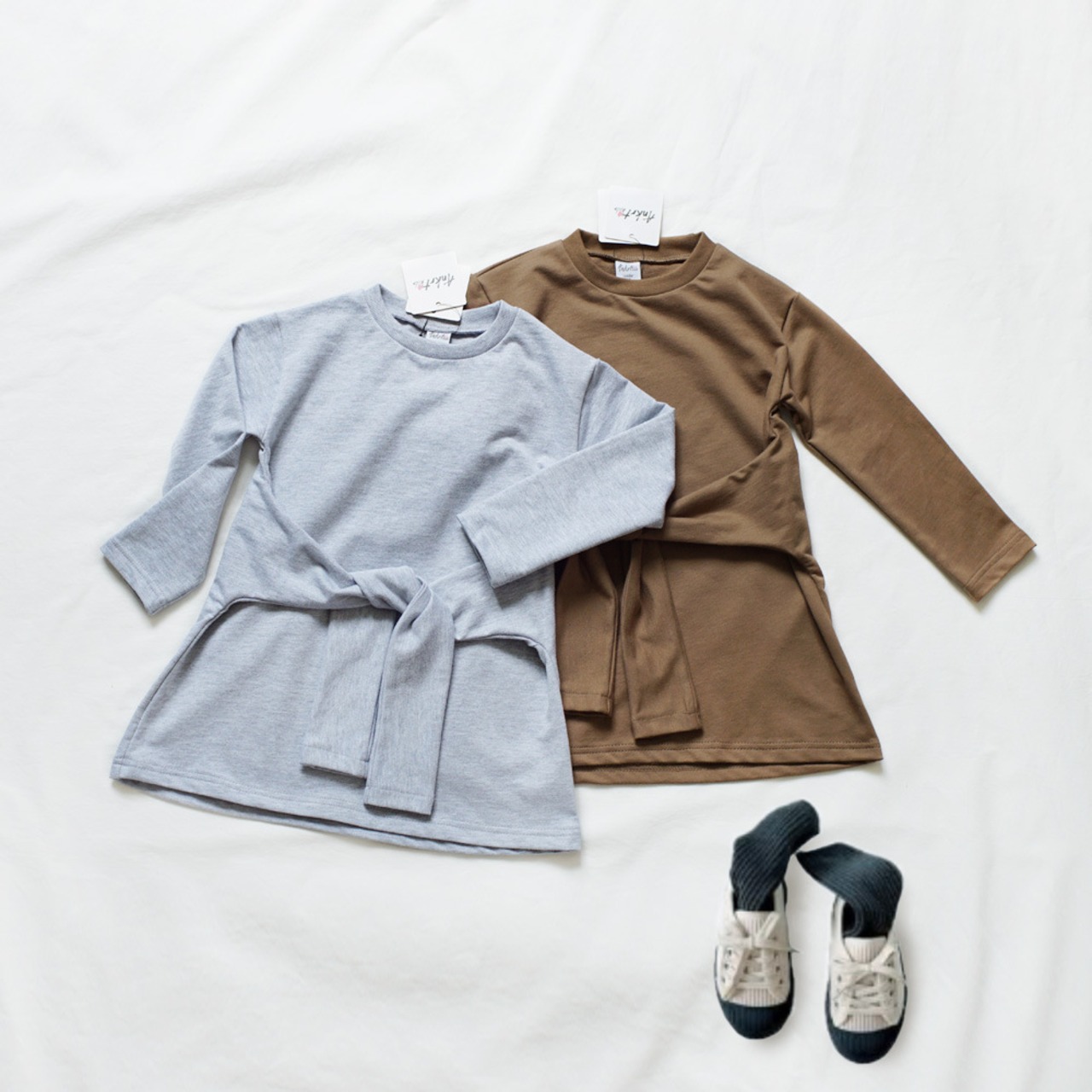 秋重ね着風ニットワンピース