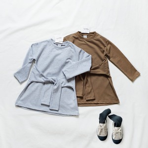 秋重ね着風ニットワンピース