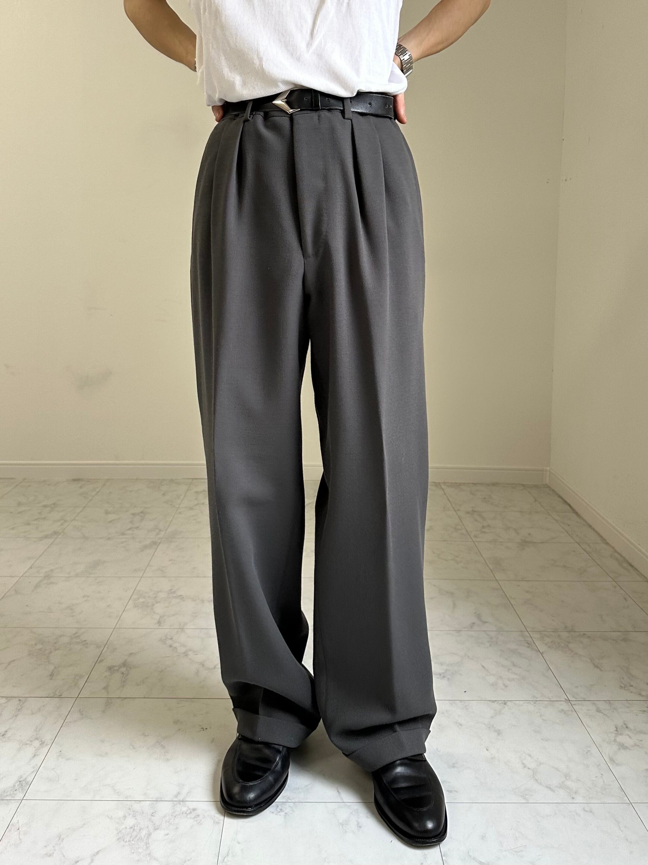 80s~ かたい GIORGIO ARMANI 2タックスラックスパンツ/GW341