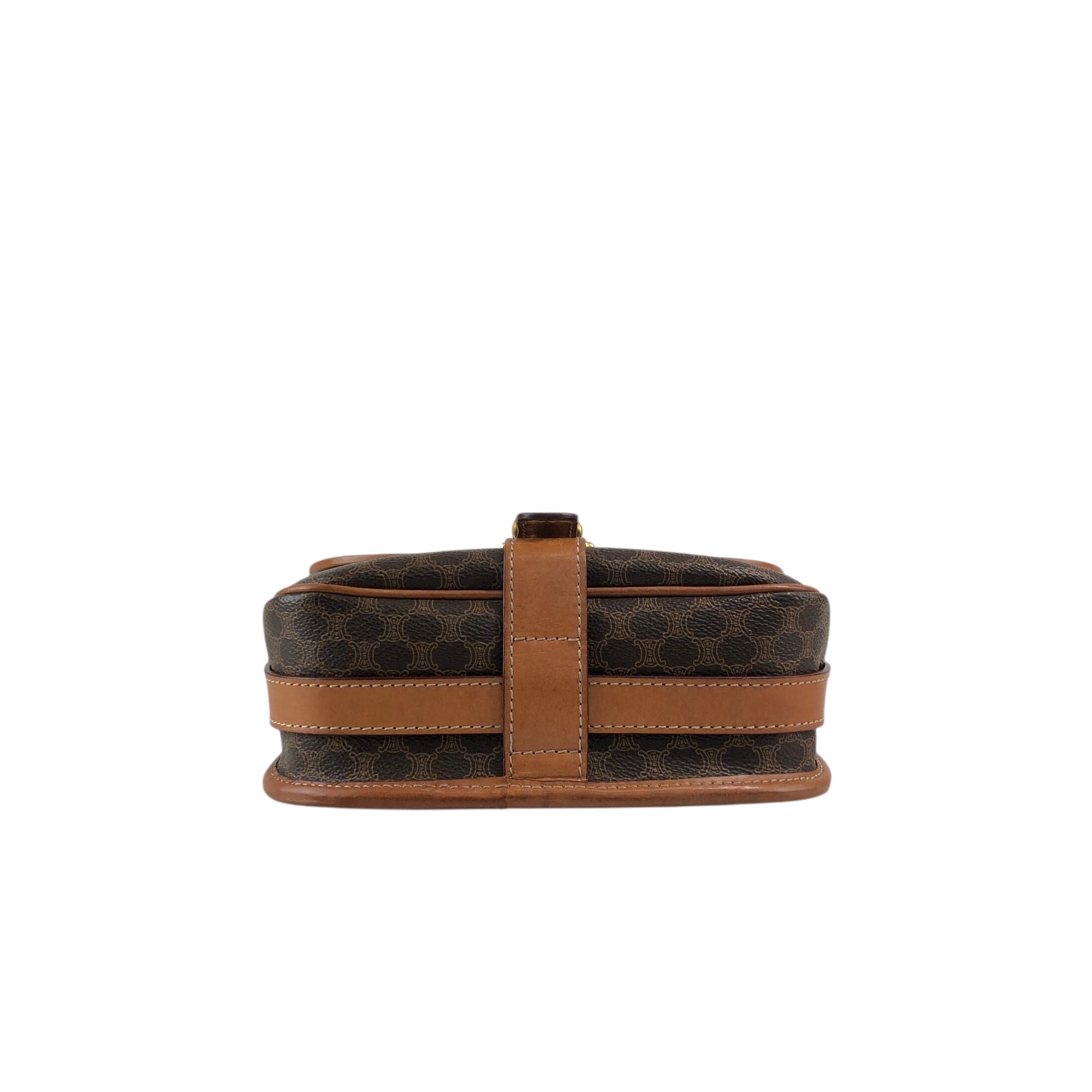 CELINE セリーヌ マカダム ショルダーバッグ ブラウン ブラゾン型押し