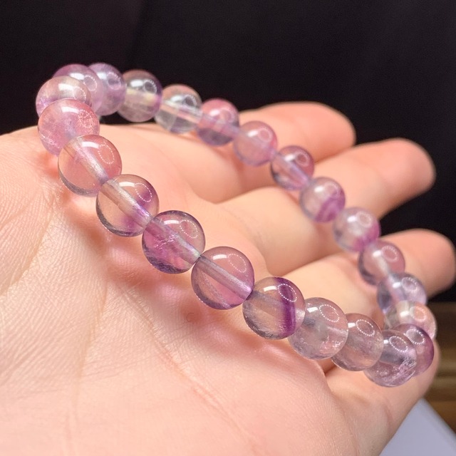 f102パープル×カラーレス☆グラデーションフローライトブレスレット