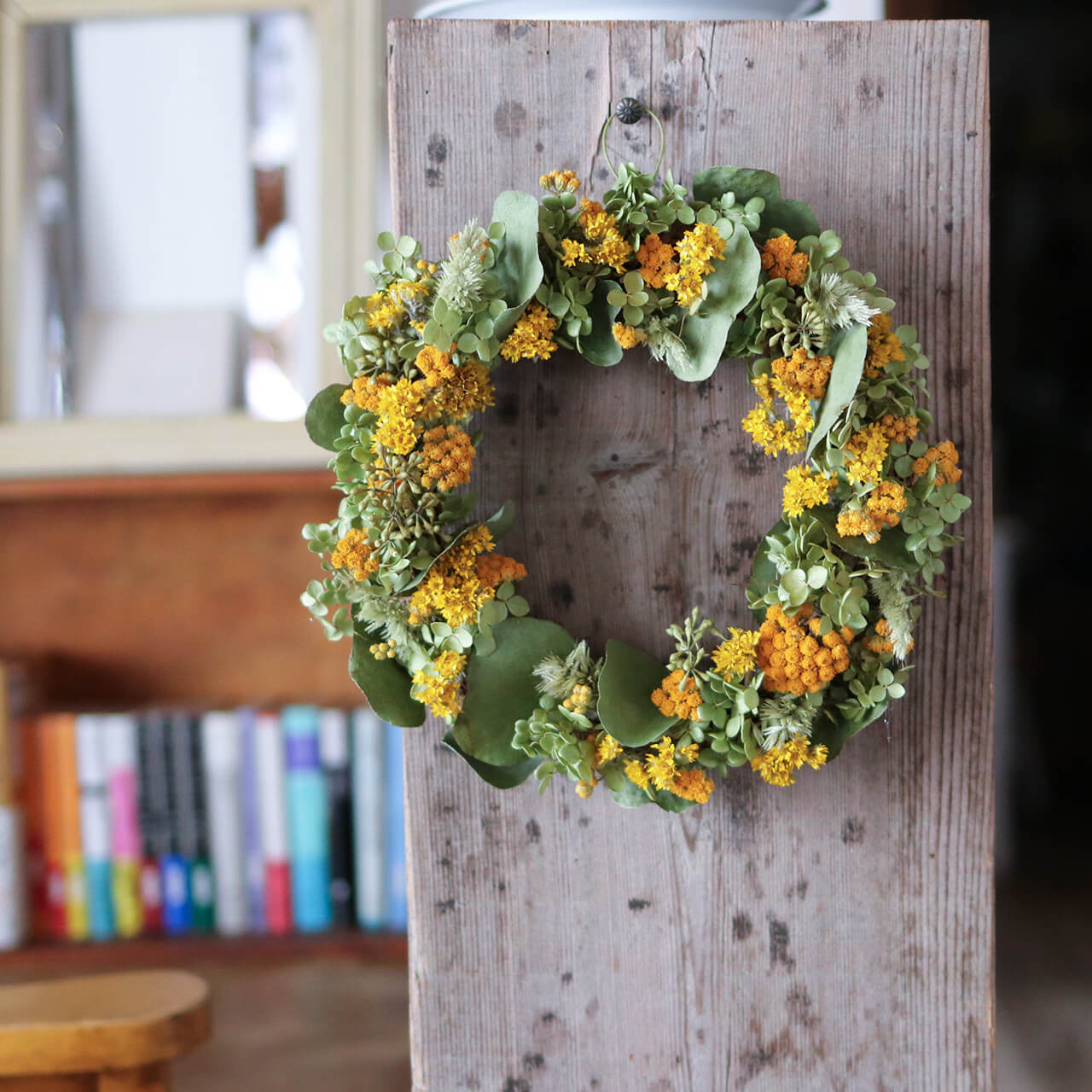 1点もの 約直径25cm 】イエローグリーンの春色ナチュラルリース