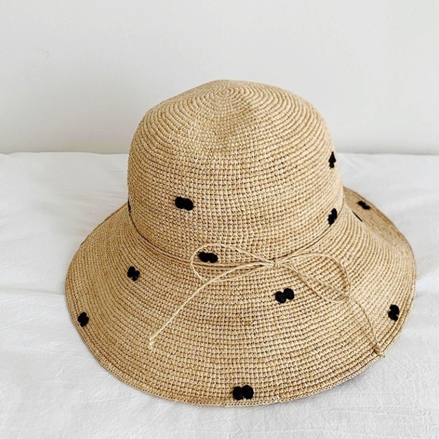 ラフィットグラス リボン つば広ハット　204373