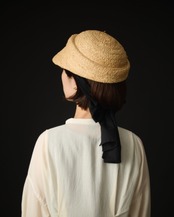 【Joëlle】Raffia ribbon cap/アシンメトリーラフィアキャップ