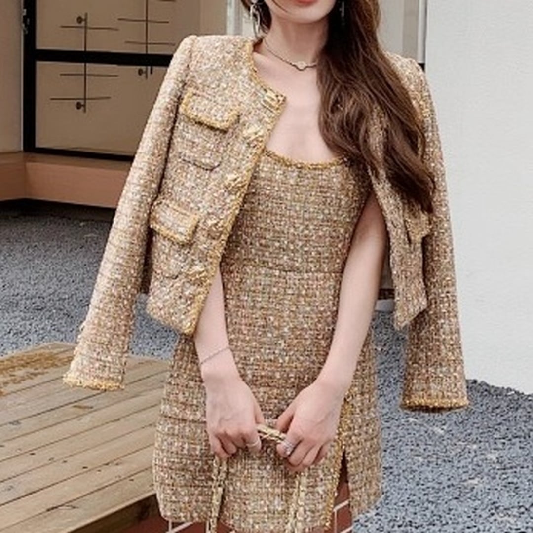 Cropped Tweed Short Jacket V254