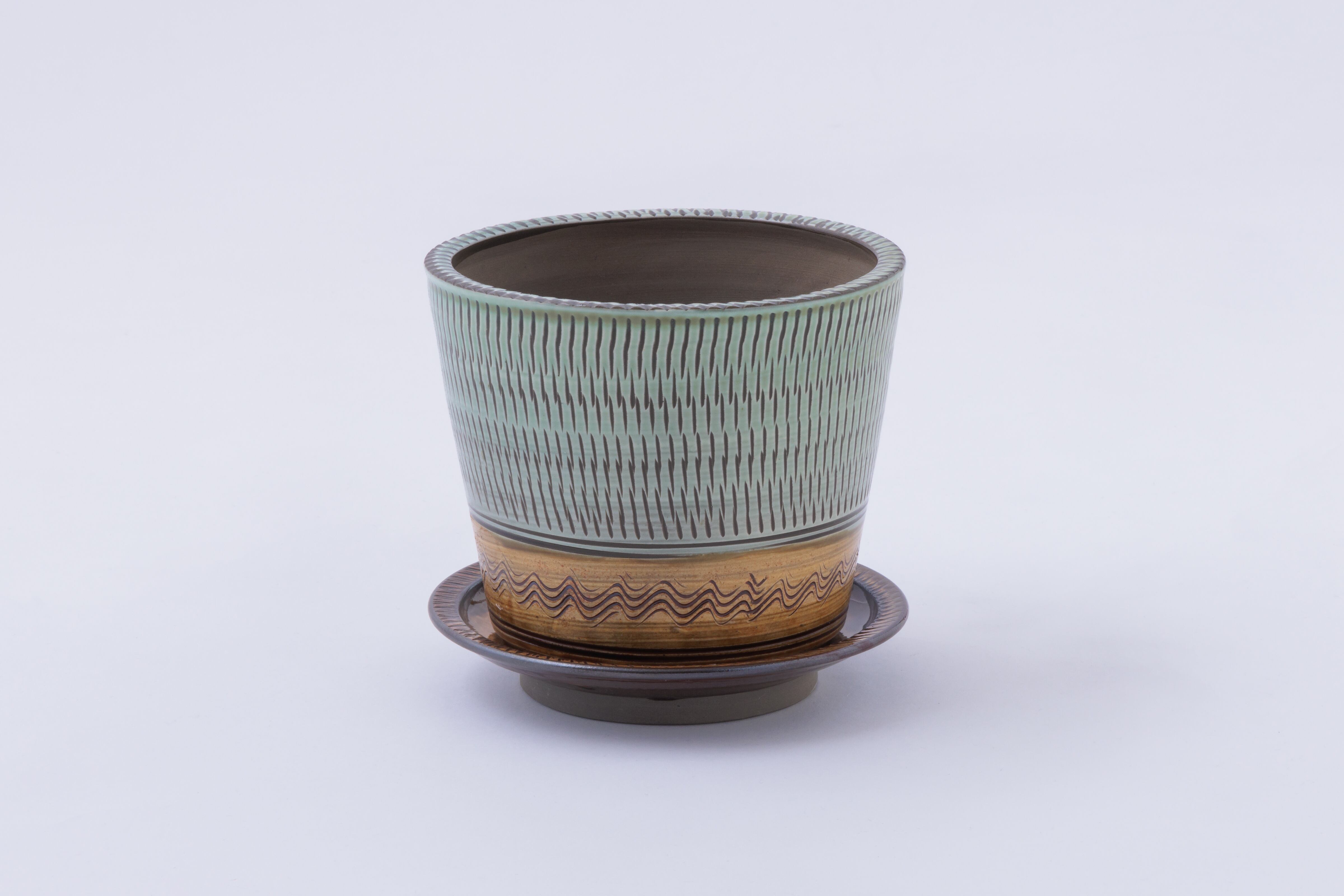 Sold Out> 小鹿田焼 / 坂本浩二窯 坂本拓磨 : 植木鉢 掛け分 L (5寸