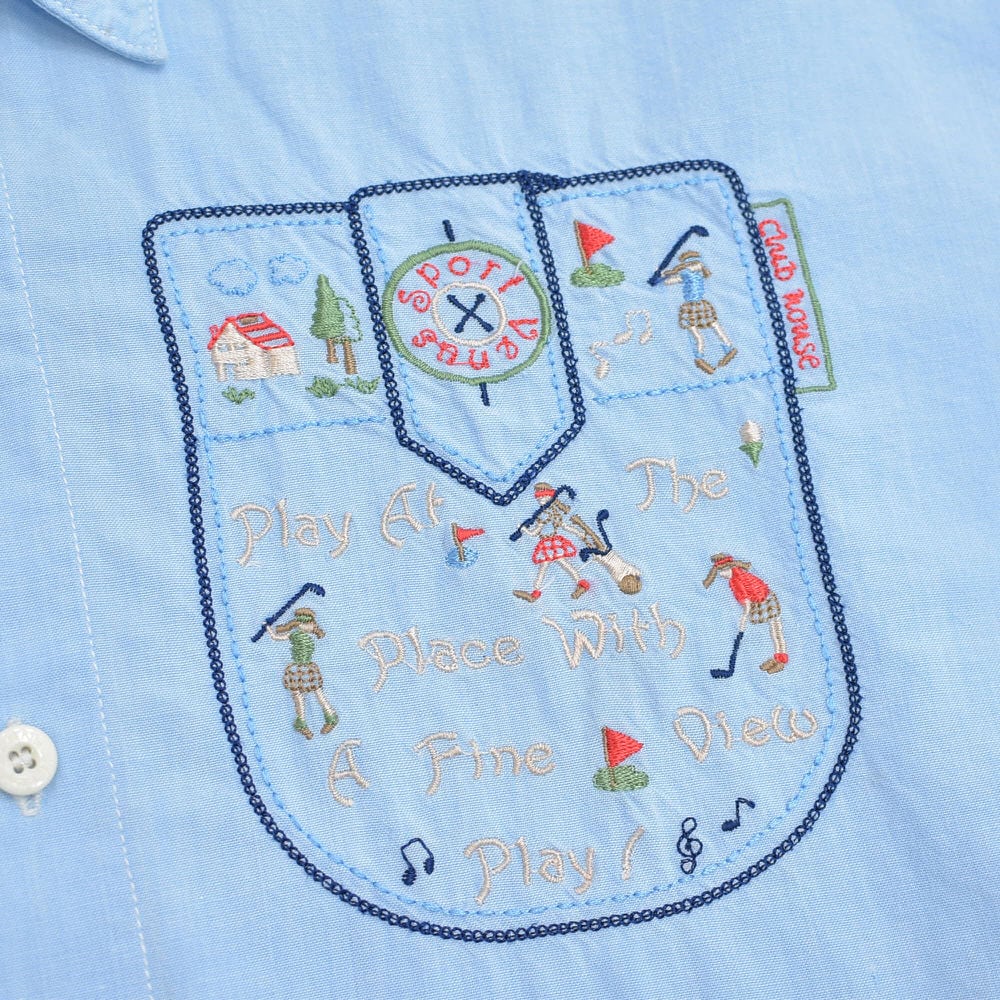 90s IL SUFFIT ゴルフモチーフ 刺繍デザイン コットン シャツ 長袖