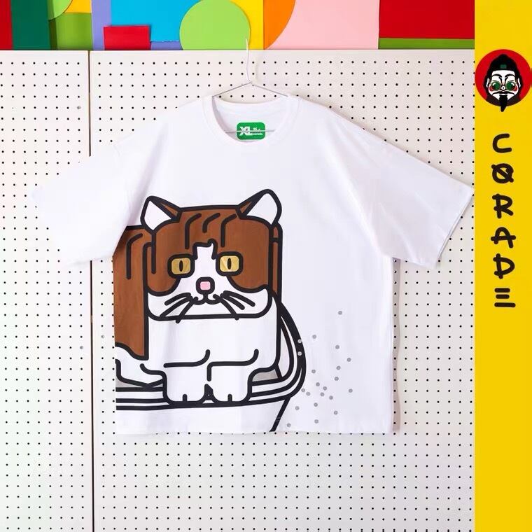 【予約販売商品】SorsorTシャツ　corade方形猫柄whiteTシャツ　メンズ・レディース・ユニセックス