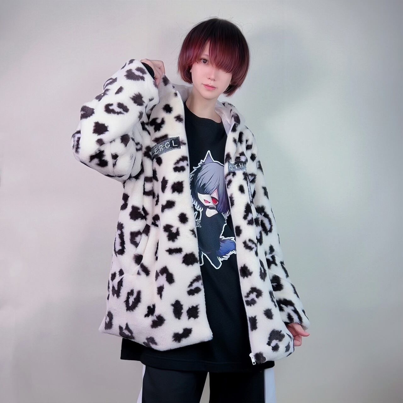 NIER CLOTHING 猫耳付きアニマル柄ZIP OUTER