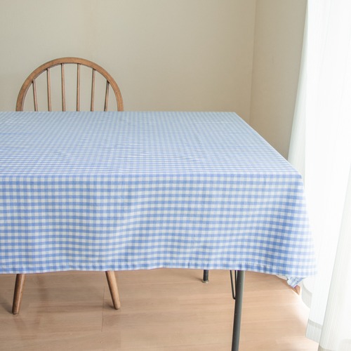 ”即納"[Light Blue]check table cloth 140×180: ライトブルー  水色 チェック テーブルクロス 背景布 布 ギンガム ブロックチェック  撮影用