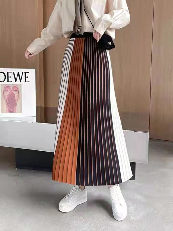 配色ストライプニットスカート　AJ11295-L03