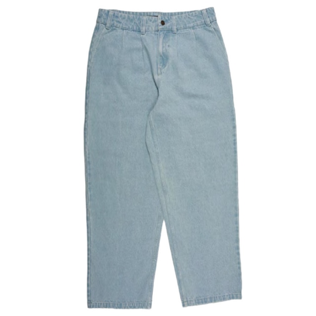 THEORIES / BELVEDERE PLEATED DENIM TROUSERS PANTS / LIGHT WAHSED DENIM