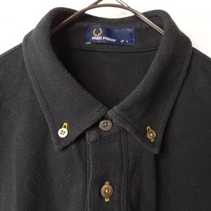 日本製　フレッドペリー　ポロシャツ　半袖　刺繍ロゴ　ヒットユニオン　黒　L