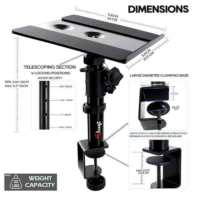 Tlingtスピーカースタンド 卓上 小型 クランプ モニタースピーカー