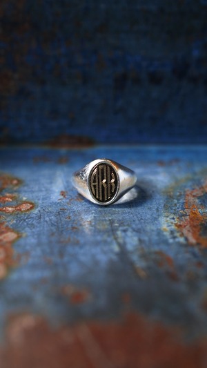 【VINTAGE】U.S. VINTAGE モノグラム シグネット リング 《シルバー925 K14 イエロー ゴールド コンビ 指輪 ヴィンテージ》