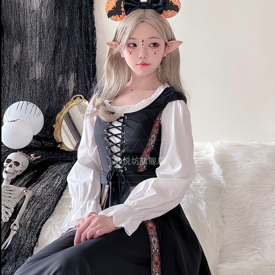 ロリータファッション通販 SEASONZ ロリータブランド 静悦坊 ワンピース コスプレ ハロウィン 文化祭 学園祭 魔女 レトロ 編み上げ  ロングスカート コスプレ衣装 イベント コンカフェ コスプレ 秋葉原 ロマンティック ゆめかわ ロリータファッション lolita | ...