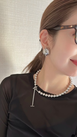 【イヤリング、ピアス】シルバーラインストーンボール