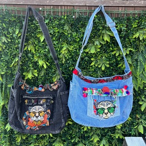 ヒョウデニムショルダーバック