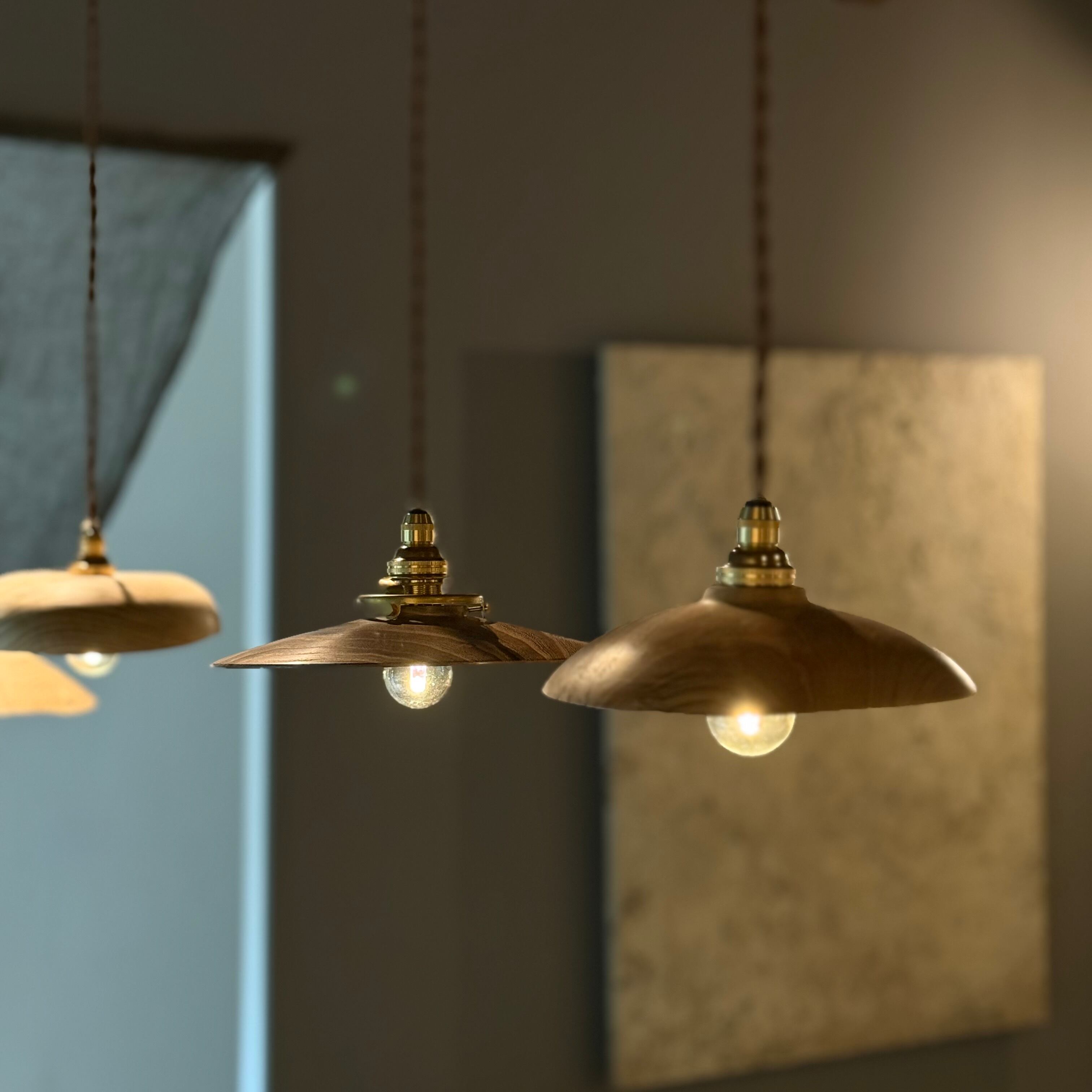 中山由紀子 ペンダントライト / 原木 りんご・真鍮鎹 12