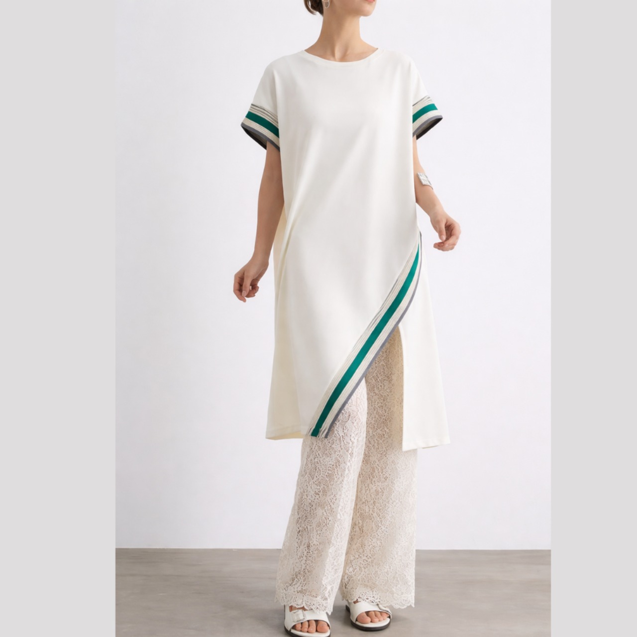 サイドライン バイカラー Ｔシャツワンピース 00188・画像9