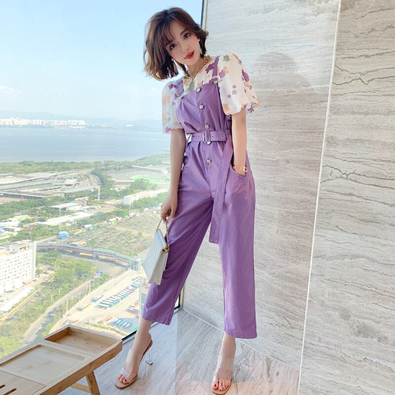 スリーブプリントトップス ウェストベルト セット サマー 夏物 ハーネス MIUCO51064637086