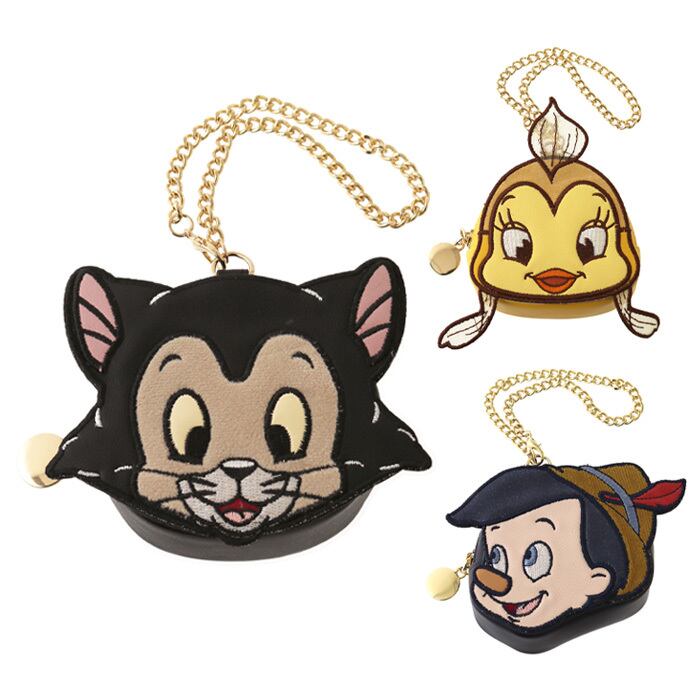 ディズニー ピノキオ ダイカット ポーチ チャーム フィガロ クリオ コンパクト 小さい Puレザー パッチワーク バッグチャーム チェーン レディース かわいい キャラクター グッズ シンプル コイン 雑貨 小物 小銭 リップ コインケース 合成皮革 合皮 革 ネコ ねこ S Su