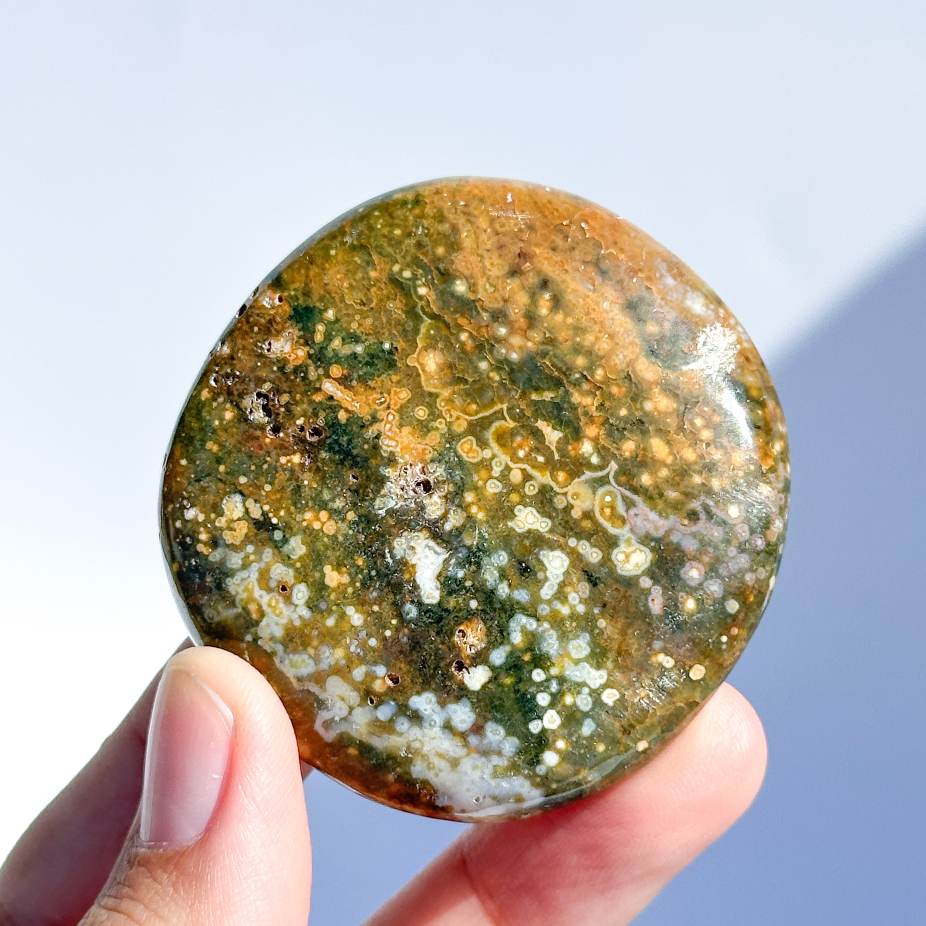 オーシャンジャスパー パームストーン52◇ Ocean Jasper ◇天然石