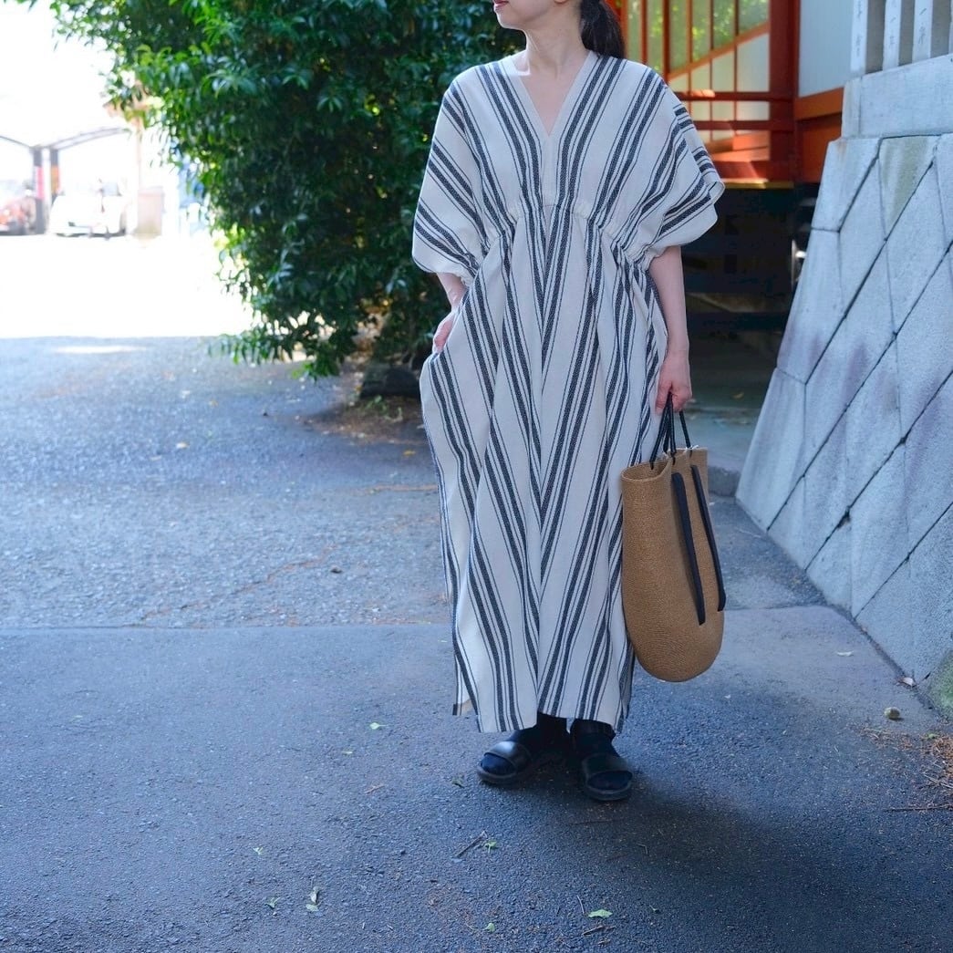 WONDER FULL LIFE(ワンダフルライフ) NEO KAFTAN DRESS native stripe WFL26-R57