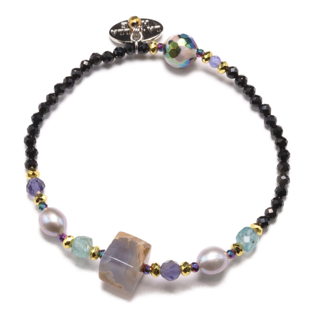 Mermaid Teardrops】亀甲天珠×パール×母岩付ブルーカルセドニー  