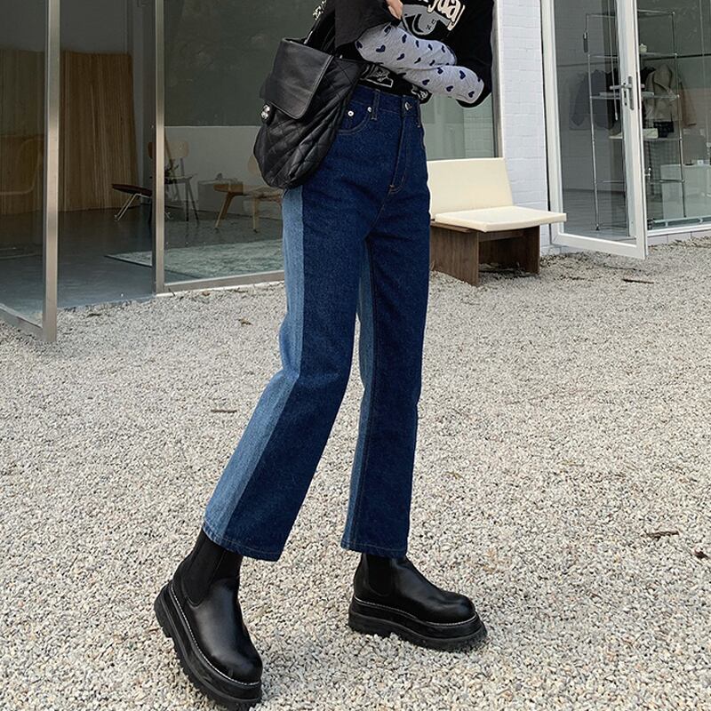 パンツ スプリングオータム薄手ルーズハイウェストウェストジーンズ レディース 春物 秋物 試着室63884433895