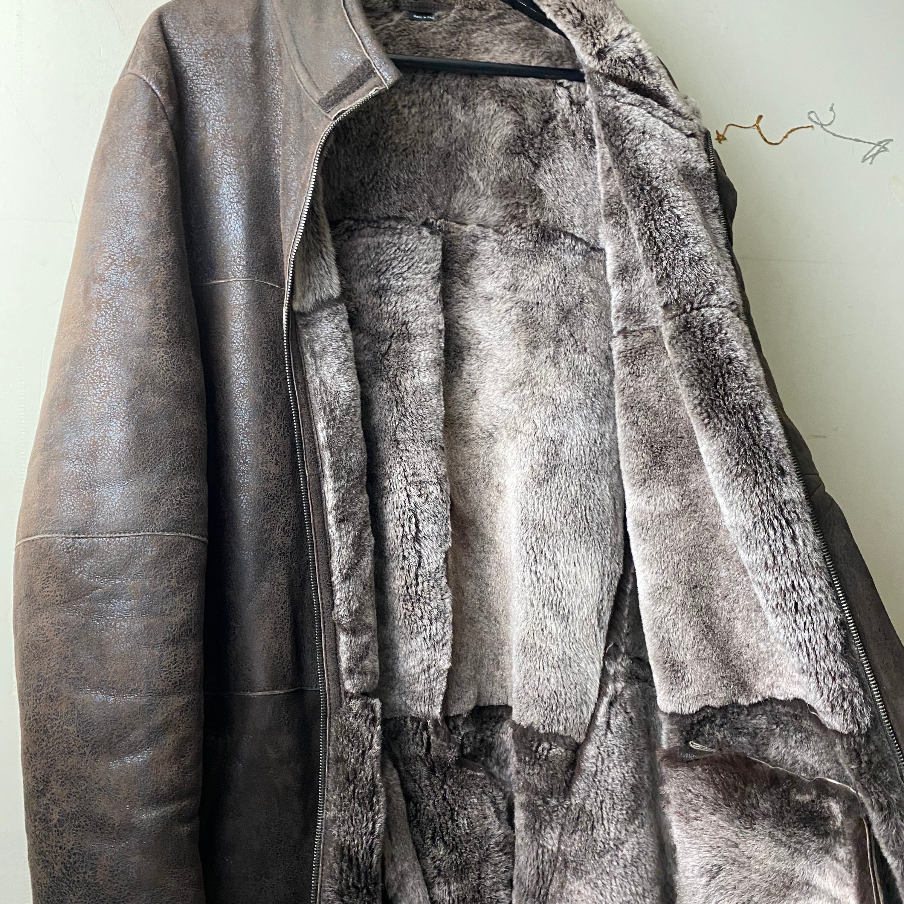vintage EMPORIO ARMANI crack mouton coat | NOIR ONLINE