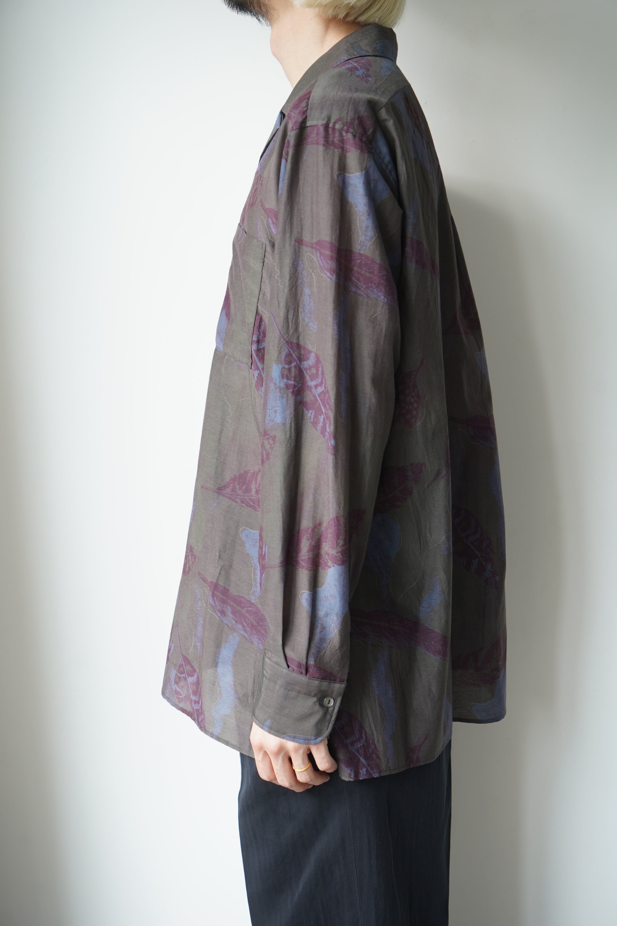 MAATEE&SONS /OPEN COLLAR SHIRTS LEAF PRINT | LiNN