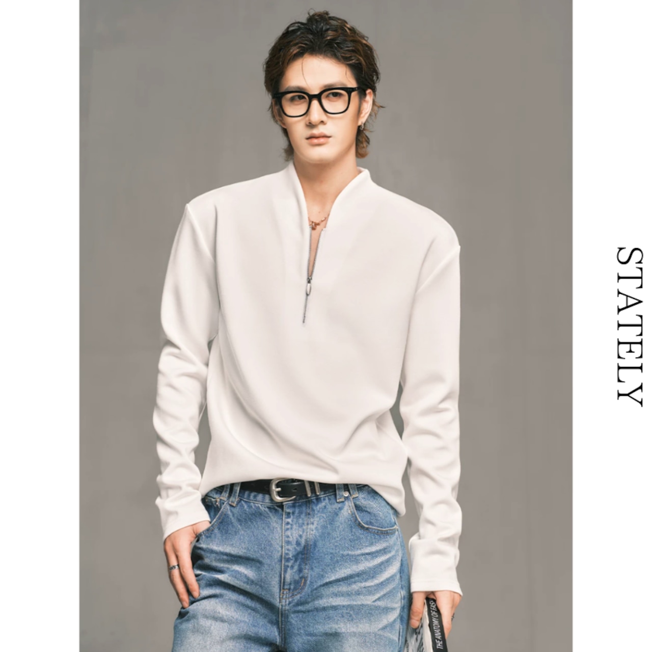 Half Zip モードトップス/2color_T225・画像5