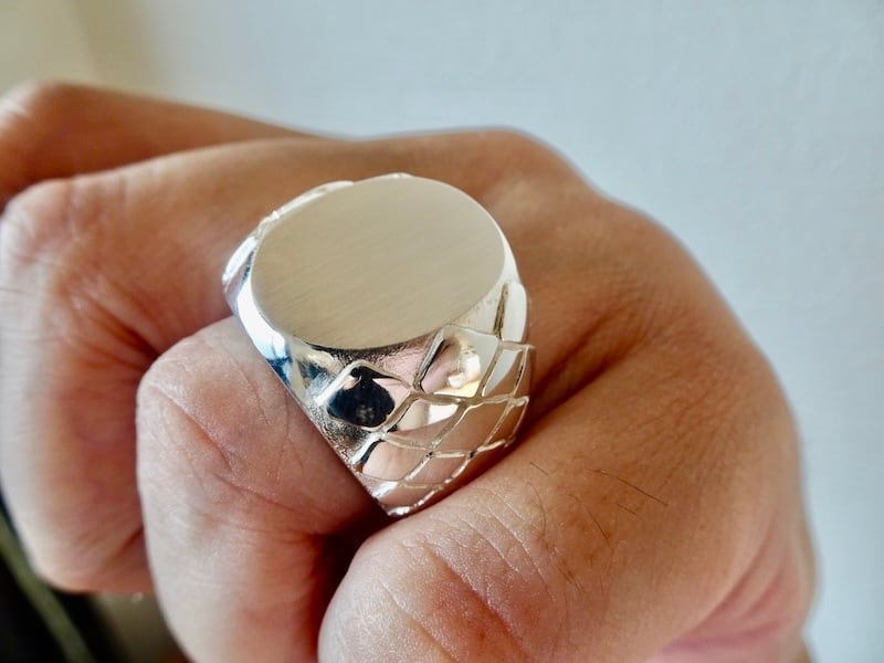 仁尾彫金『k１８ゴールド、ギャラクシースペード甲丸リング』ハンドメイド398b 仁尾彫金『k18ゴールド、ギャラクシースペード甲丸リング