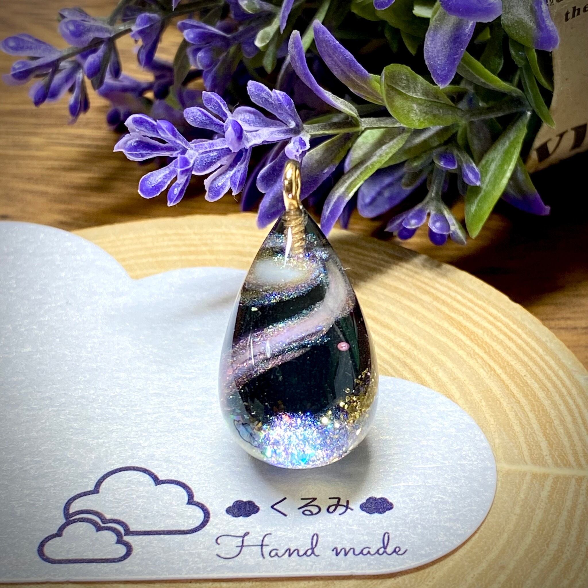 しずく型ペンダント アンドロメダ銀河 26×17mm A