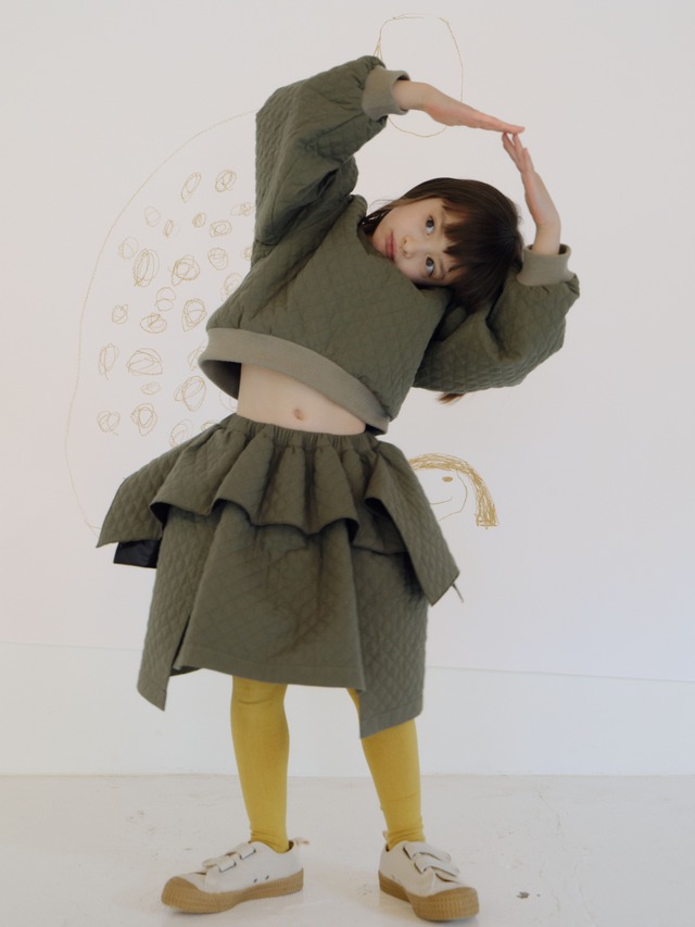 【26AW】folkmade(フォークメイド)Quilted Puff Skirt OLIVE GREEN(M/L)スカート キルティング カーキ