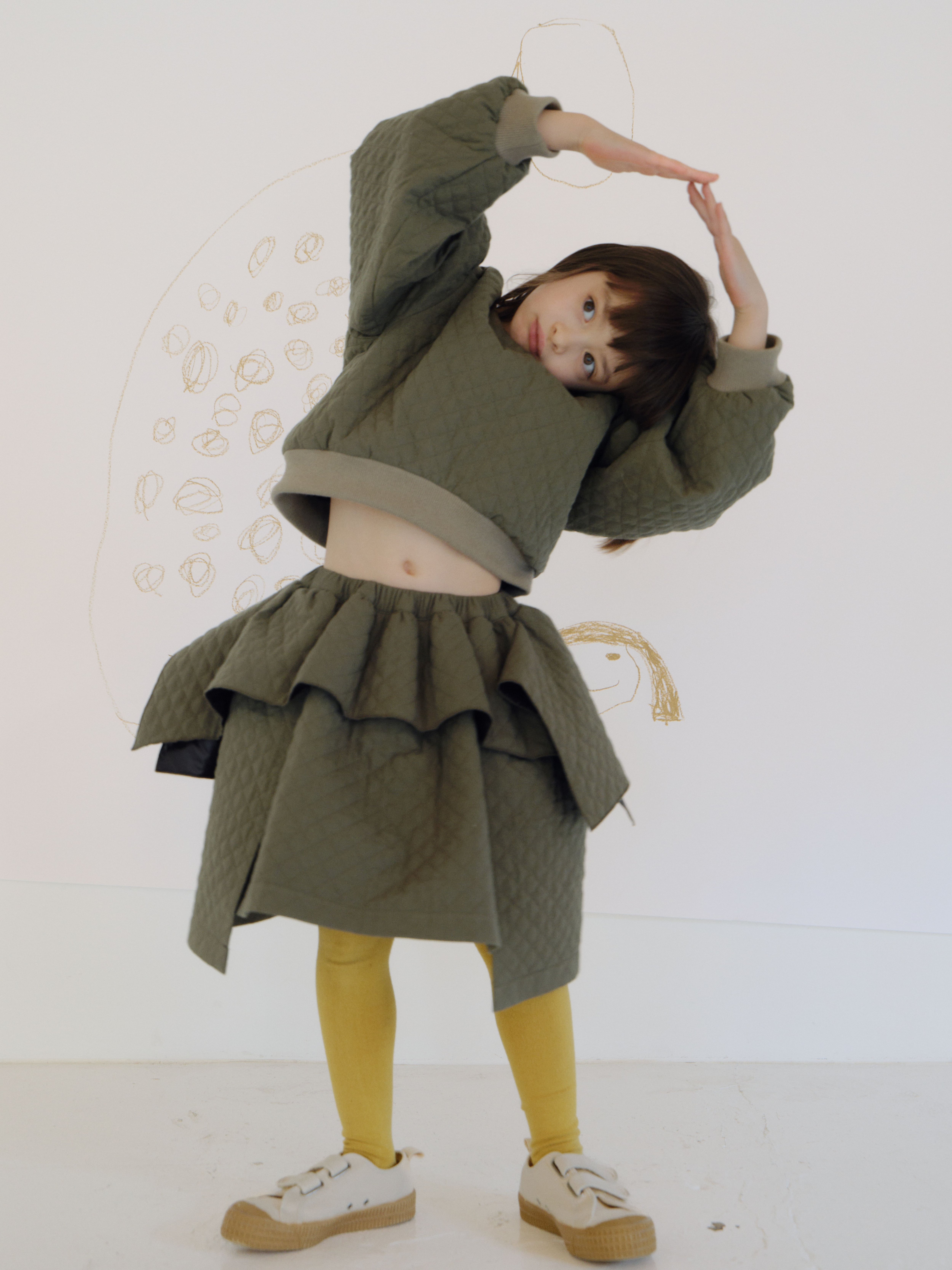 【26AW】folkmade(フォークメイド)Quilted Puff Skirt OLIVE GREEN(M/L)スカート キルティング カーキ